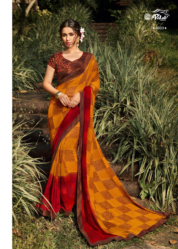 Palav Parna 28 P4305 Orange Georgette Saree