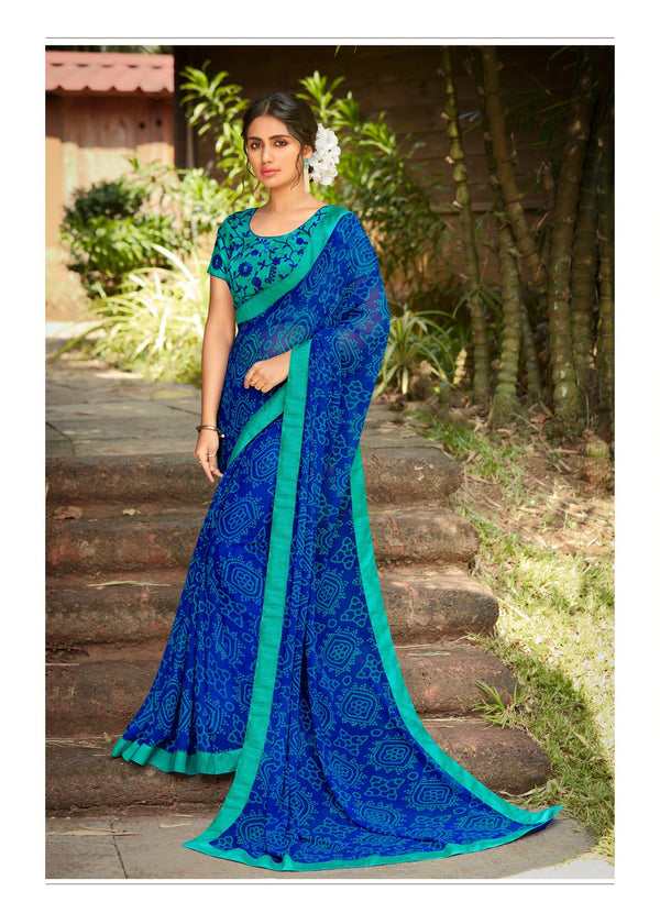 Palav Parna 28 P4307 Blue Georgette Saree