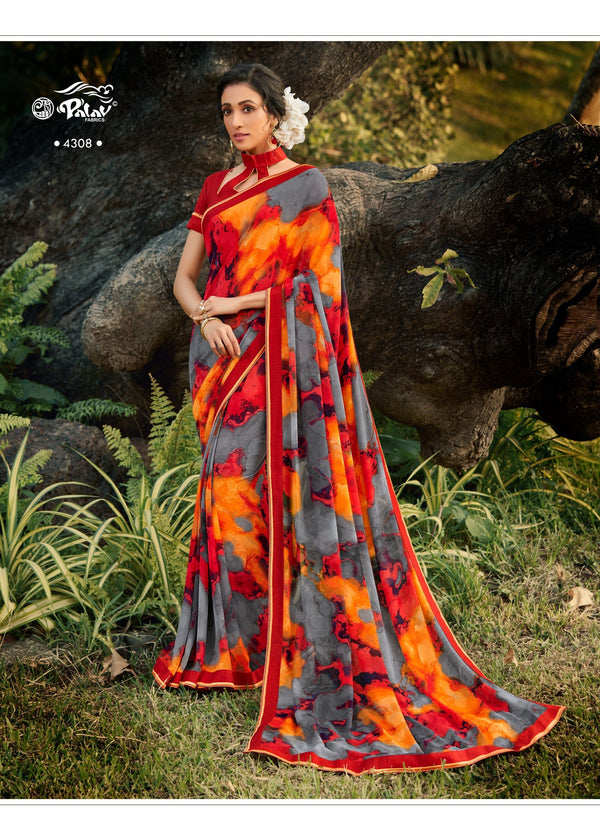 Palav Parna 28 P4308 Orange Georgette Saree