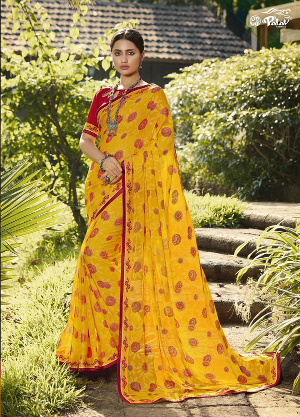 Palav Parna 29 P4401 Yellow Brasso Saree