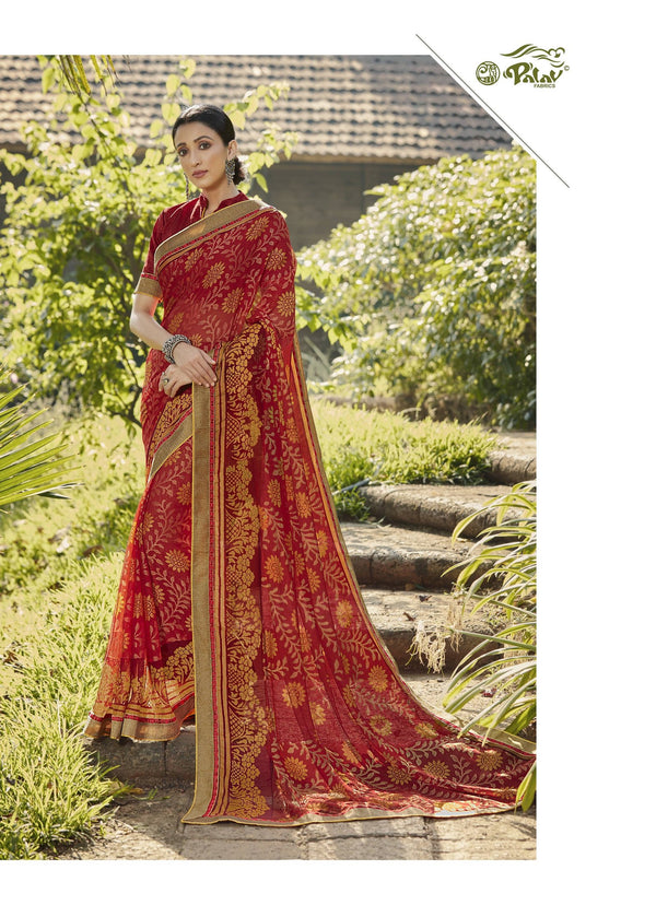 Palav Parna 29 P4408 Red Brasso Saree