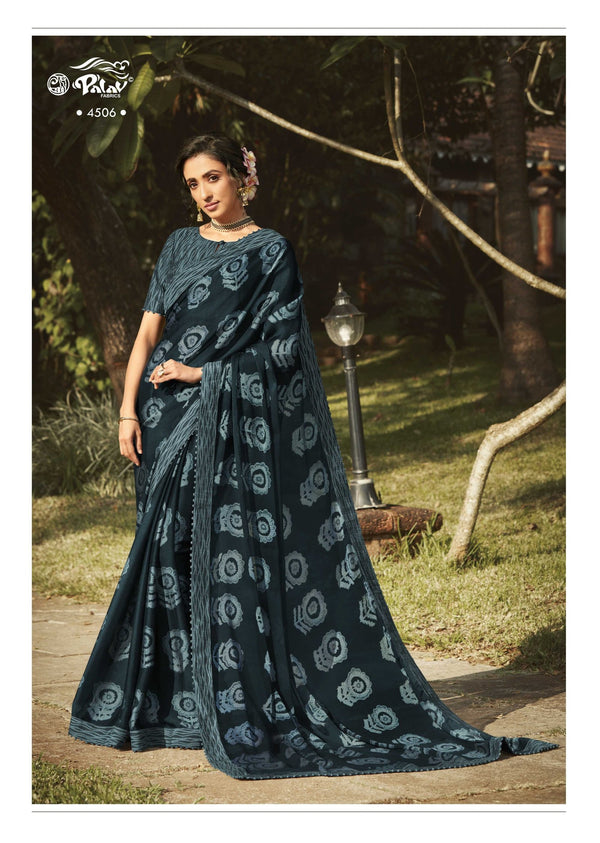 Palav Parna 30 P4506 Blue Georgette Saree