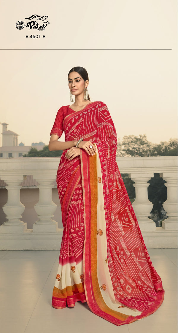 Palav Parna 31 P4601 Red Georgette Saree