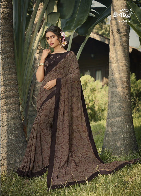 Palav Parna 31 P4608 Brown Georgette Saree