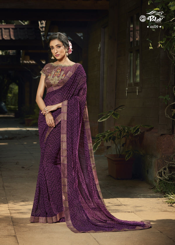 Palav Parna 31 P4609 Purple Georgette Saree