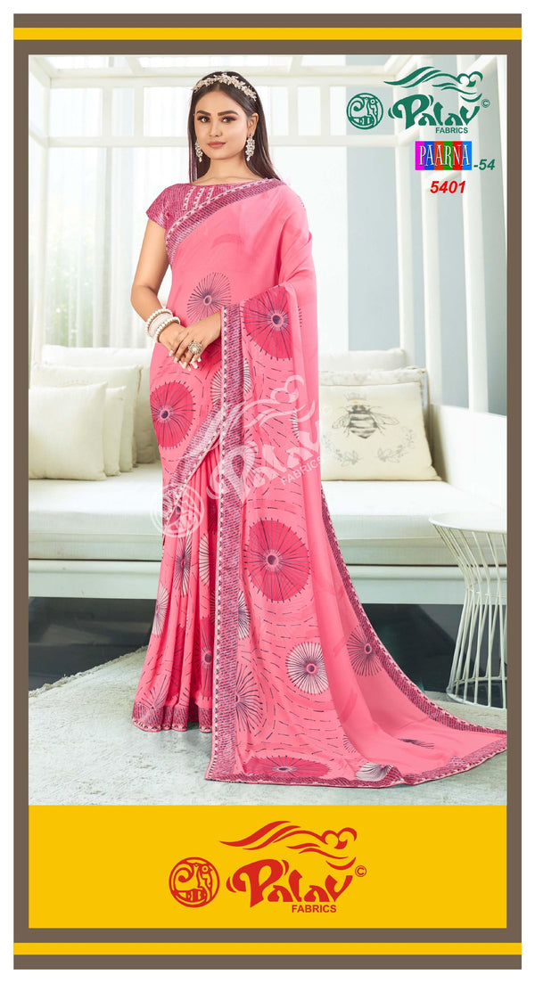 Palav Parna Mix P5401 Pink Georgette Saree