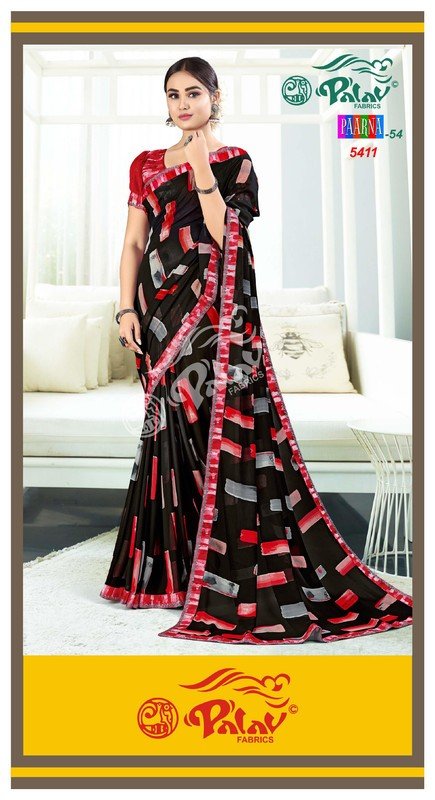 Palav Parna Mix P5411 Black Georgette Saree