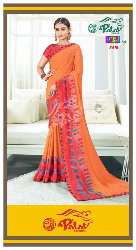 Palav Parna Mix P5415 Orange Georgette Saree