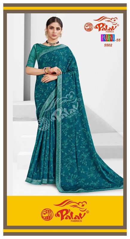 Palav Parna Mix P5502 Blue Silk Saree