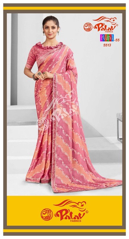 Palav Parna Mix P5513 Pink Georgette Saree