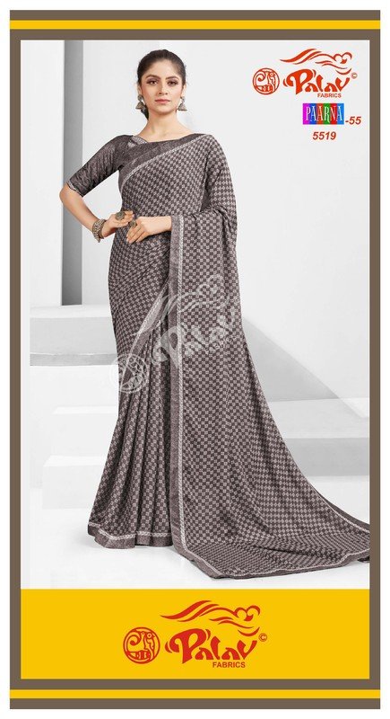 Palav Parna Mix P5519 Grey Silk Saree