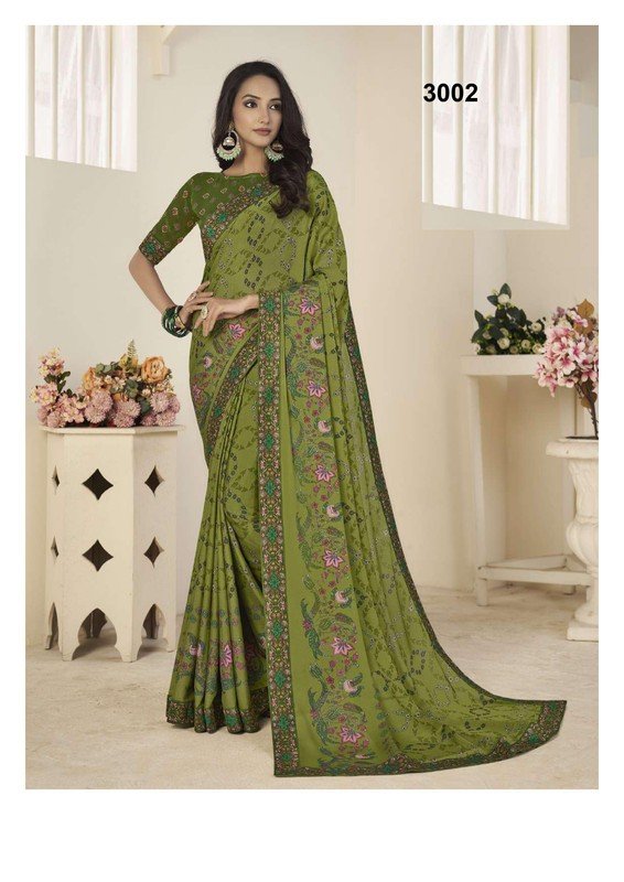 Palav Pritam P3002 Green Silk Saree