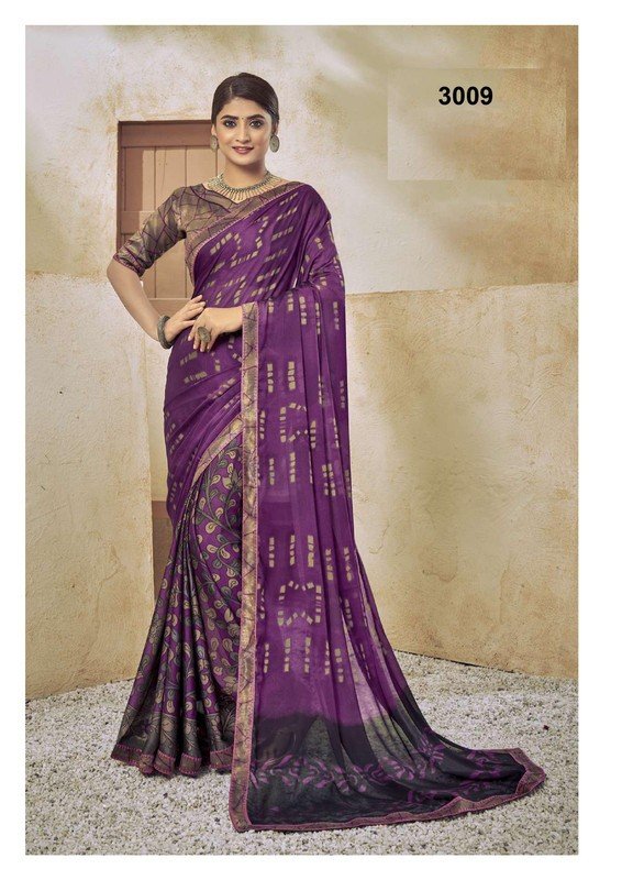 Palav Pritam P3009 Purple Silk Saree