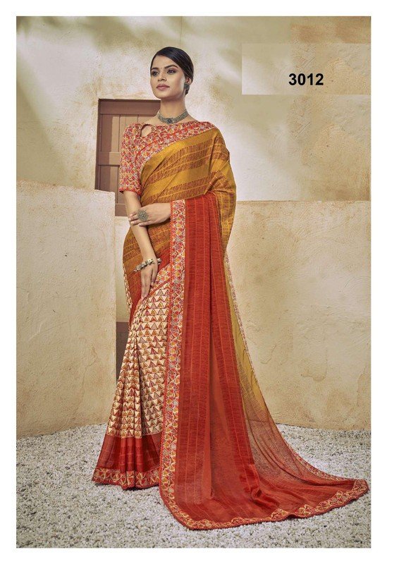 Palav Pritam P3012 Orange Silk Saree