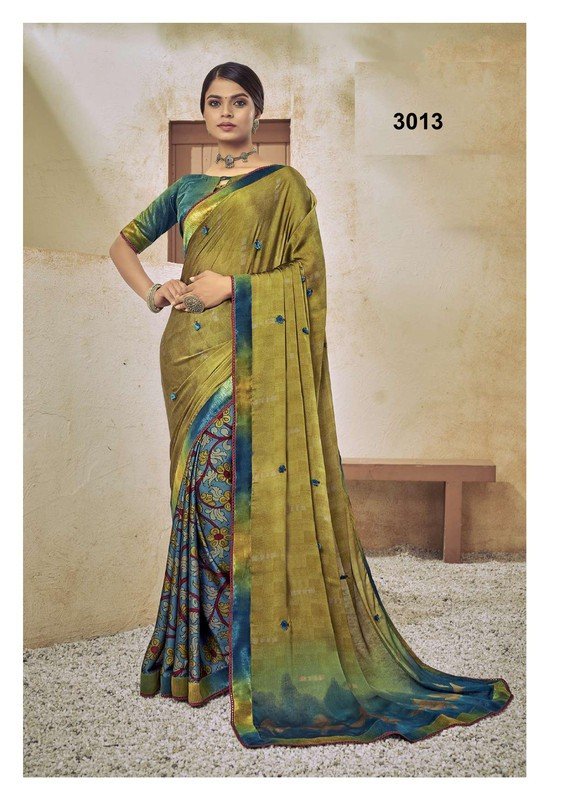 Palav Pritam P3013 Green Silk Saree