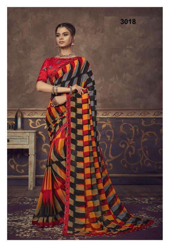 Palav Pritam P3018 Multicolor Georgette Saree