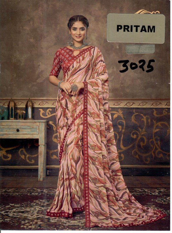 Palav Pritam P3025 Multicolor Georgette Saree