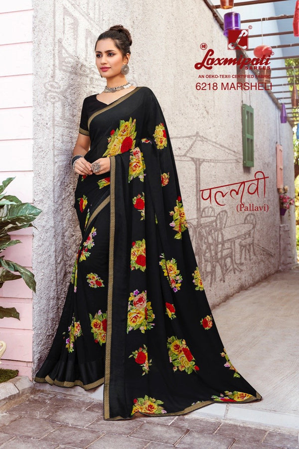 Laxmipati Pallavi 6218 Black Georgette Saree