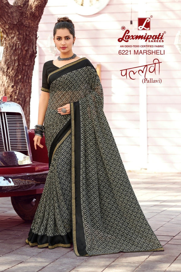 Laxmipati Pallavi 6221 Black Georgette Saree