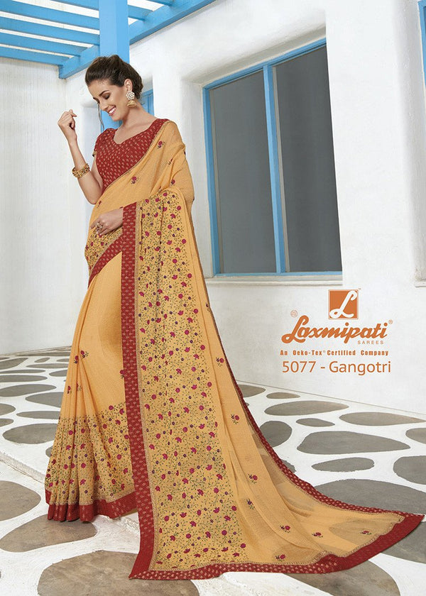 Laxmipati Pankhudi 5077 Yellow Chiffon Saree