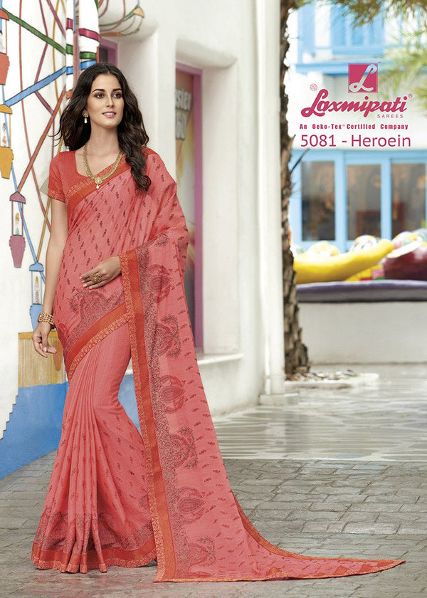 Laxmipati Pankhudi 5081 Peach Chiffon Saree