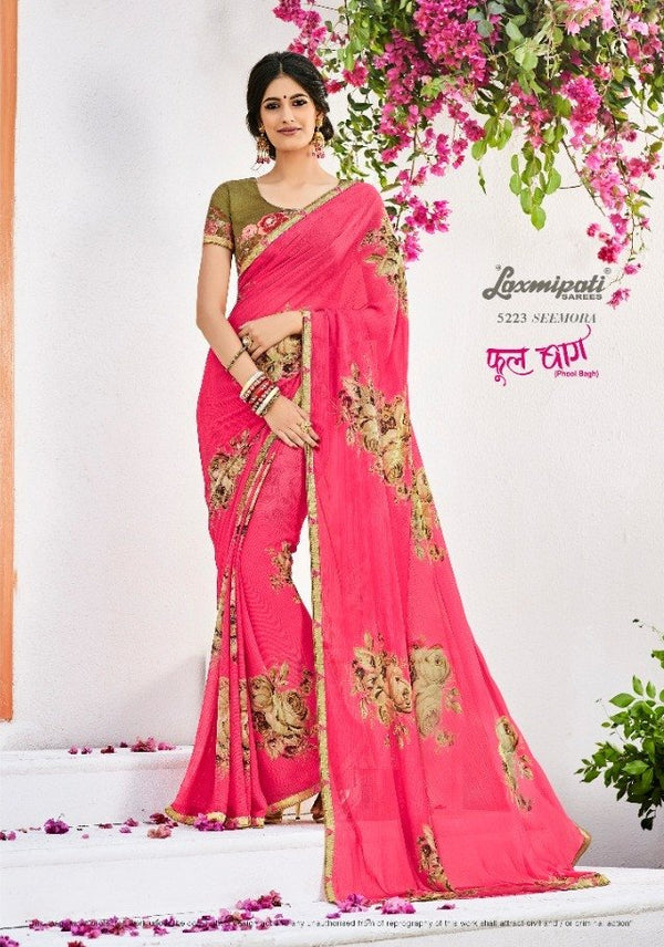 Laxmipati Phool Bagh 5223 Pink Georgette Saree