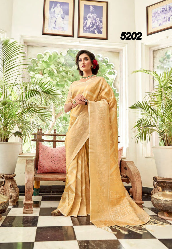 Rajyog Anjani Rj-5202 Cream Silk Saree