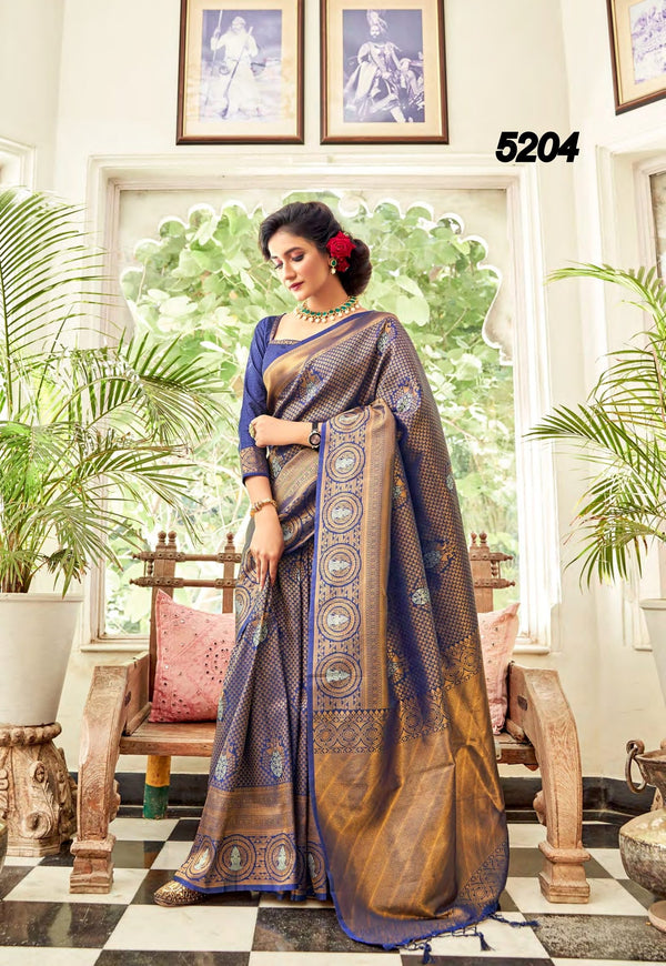 Rajyog Anjani Rj-5204 Blue Silk Saree