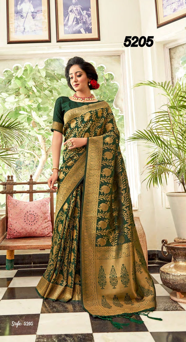 Rajyog Anjani Rj-5205 Green Silk Saree