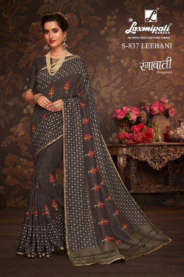 Laxmipati Rangabati S-837 Grey Cotton Silk Saree