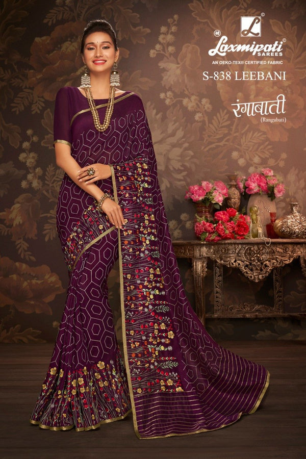 Laxmipati Rangabati S-838 Purple Cotton Silk Saree