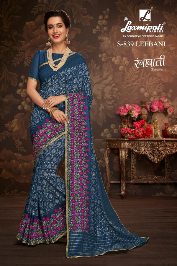 Laxmipati Rangabati S-839 Blue Cotton Silk Saree