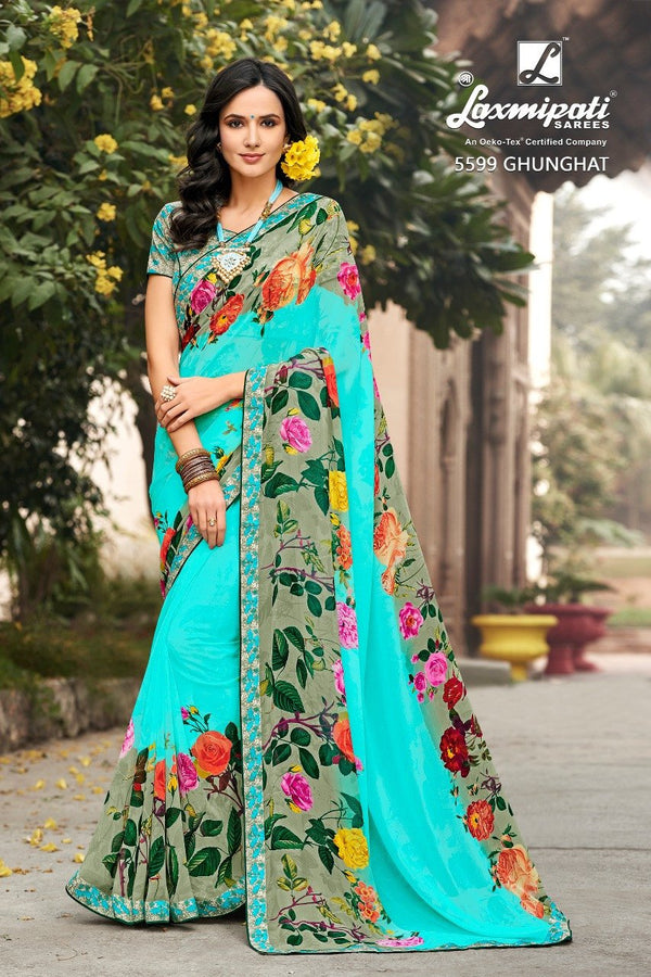 Laxmipati Rangrachi 5599 Blue Georgette Saree