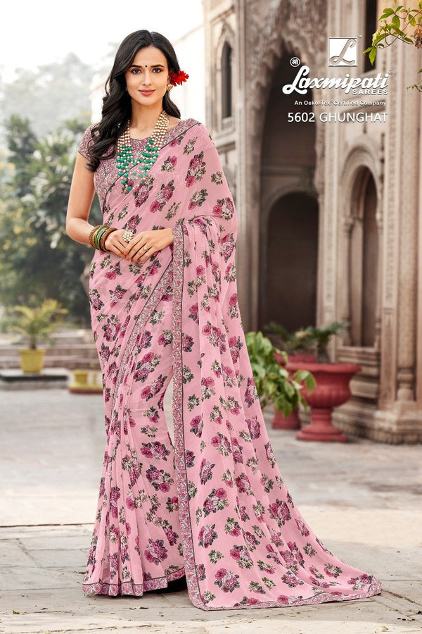 Laxmipati Rangrachi 5602 Pink Georgette Saree