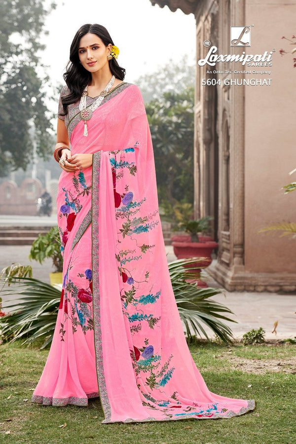 Laxmipati Rangrachi 5604 Pink Georgette Saree