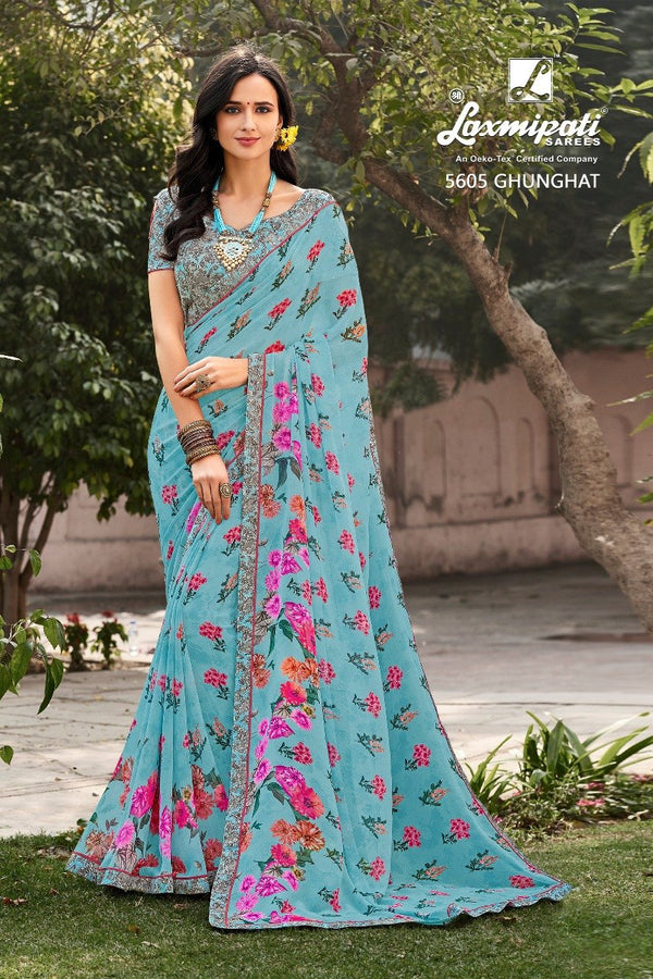 Laxmipati Rangrachi 5605 Blue Georgette Saree