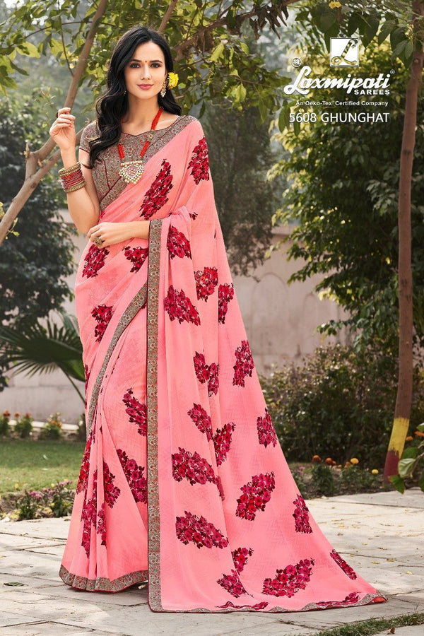 Laxmipati Rangrachi 5608 Pink Georgette Saree