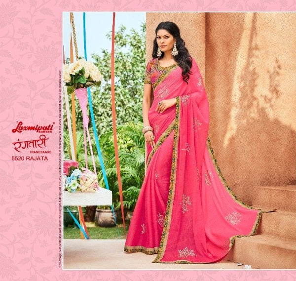Laxmipati Rangtari 5520 Pink Chiffon Saree