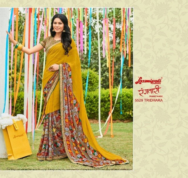 Laxmipati Rangtari 5529 Yellow Georgette Saree