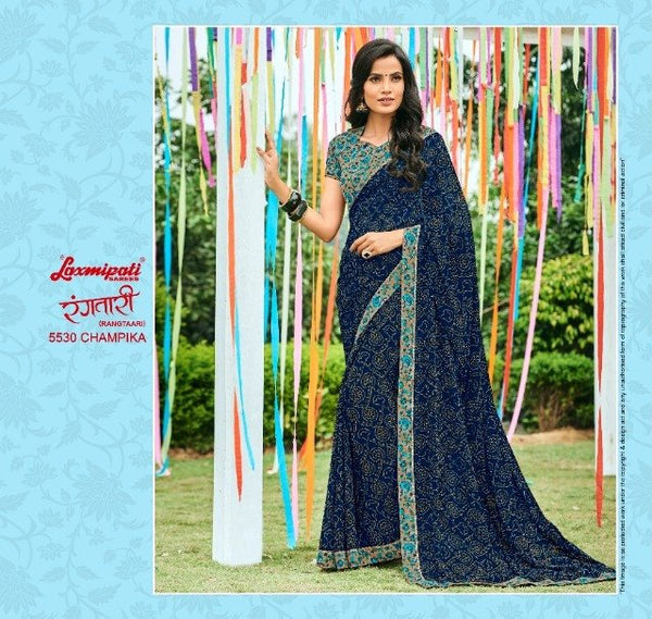 Laxmipati Rangtari 5530 Blue Georgette Saree