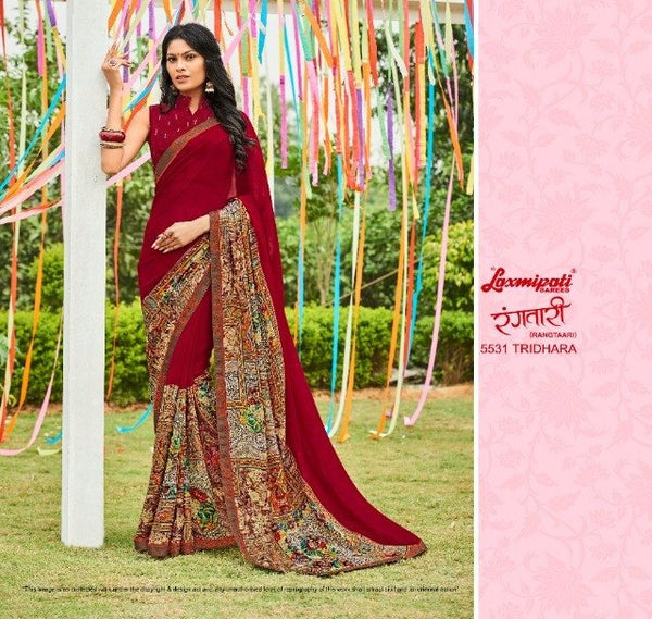 Laxmipati Rangtari 5531 Red Georgette Saree