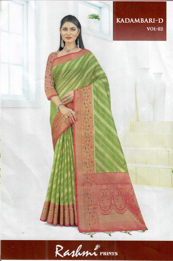 Rashmi Prints Kadambari-02 Rp-K02-D Green Cotton Silk Saree