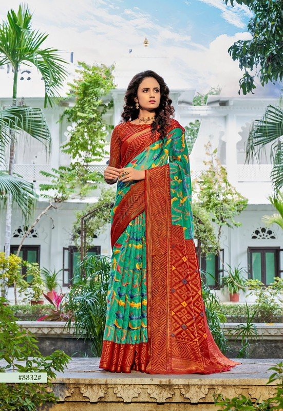 Rashmi Prints Meera-3 Rp-M8832 Green Brasso Saree