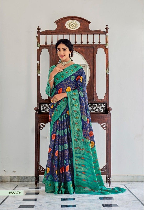 Rashmi Prints Meera-3 Rp-M8837 Blue Brasso Saree