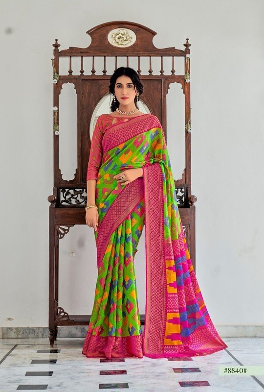 Rashmi Prints Meera-3 Rp-M8840 Green Brasso Saree