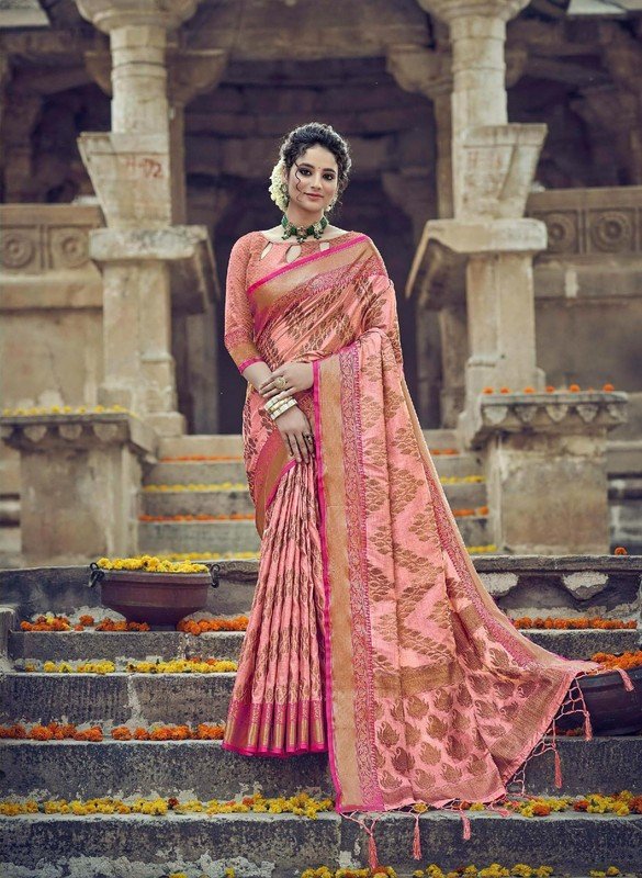 Rashmi Prints Rich Beauty Rp-Rb1001 Pink Cotton Silk Saree