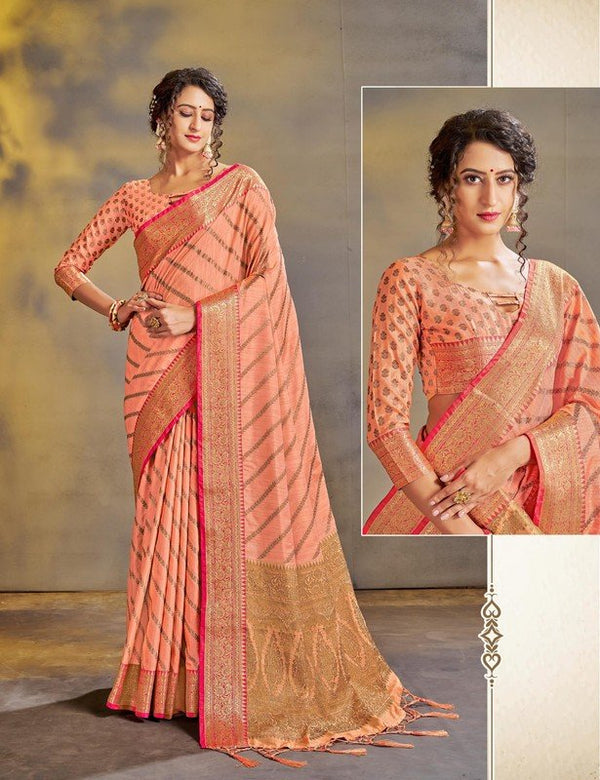 Rashmi Prints Sahi Libas-02 Rp-Sl02-C Peach Cotton Silk Saree