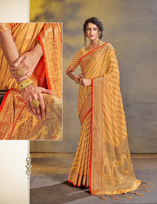 Rashmi Prints Sahi Libas-02 Rp-Sl02-E Yellow Cotton Silk Saree