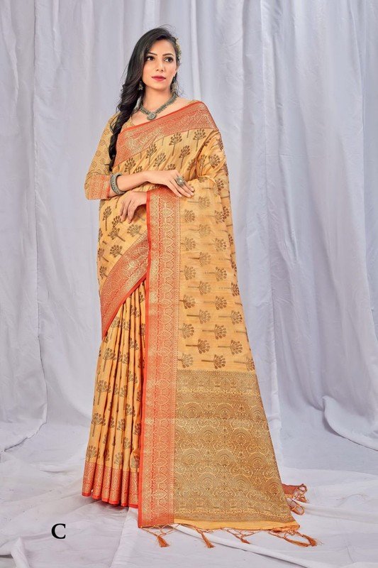 Rashmi Prints Sahi Libas-24 Rp-Sl24-C Yellow Cotton Silk Saree