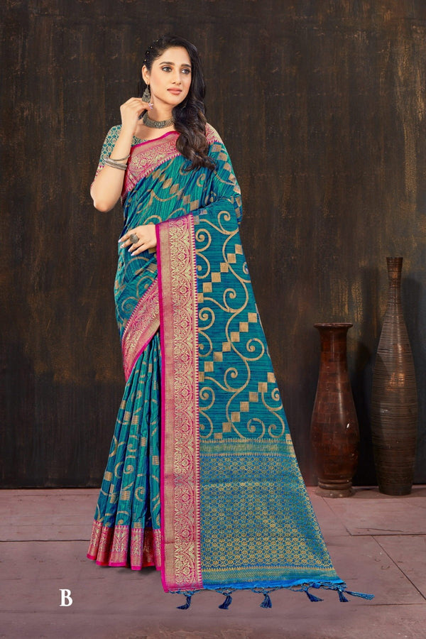 Rashmi Prints Sahi Libas-27 Rp-Sl27-B Blue Cotton Silk Saree